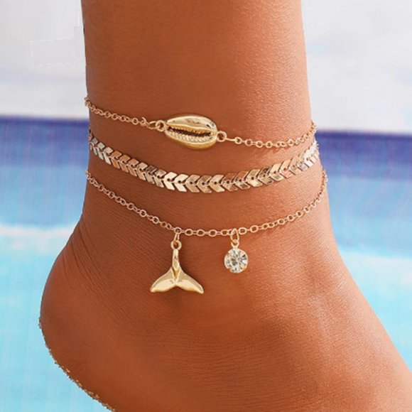 Jewelry - 🍏50% OFF/3+...3-piece Layering Anklet Set